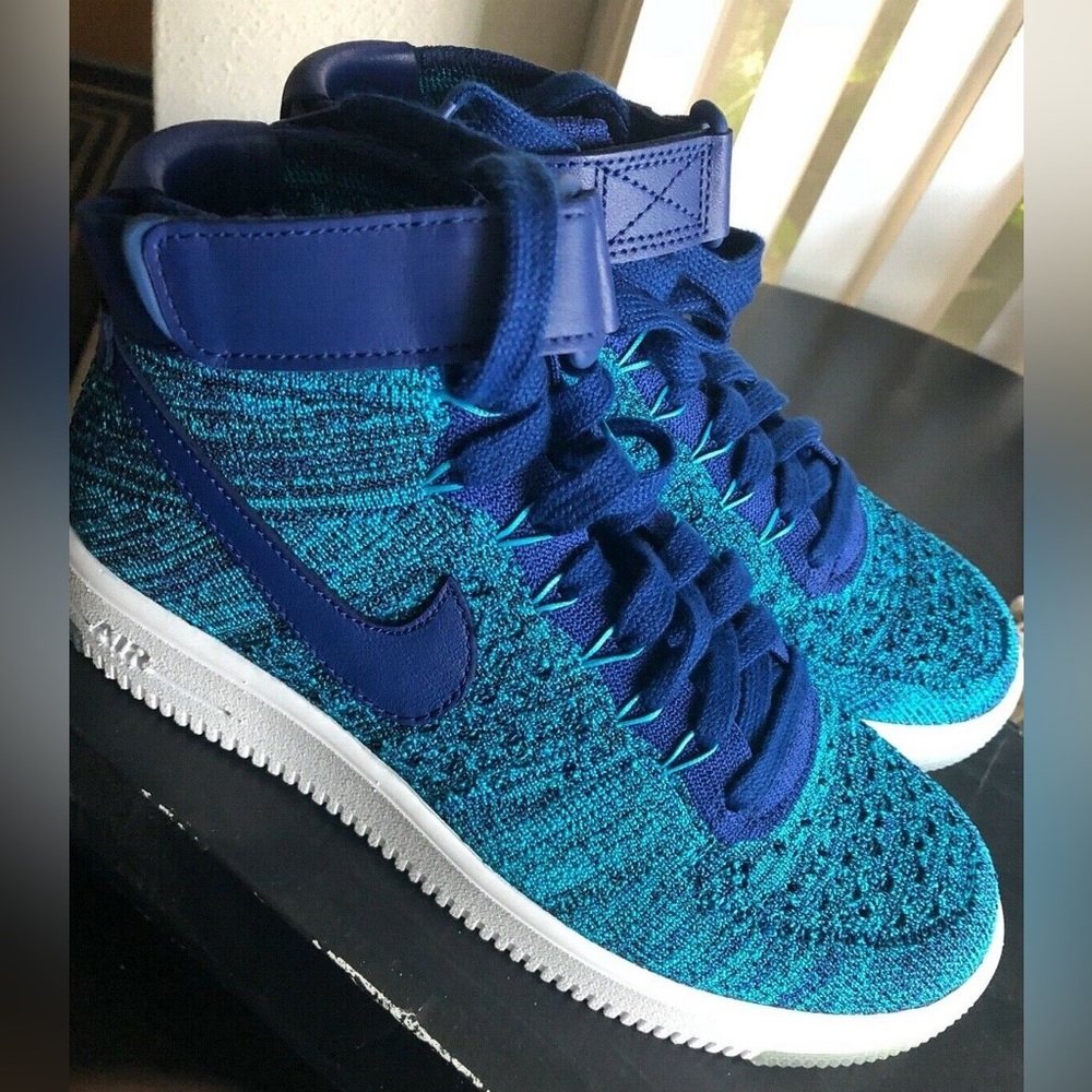 Nike Air Force 1 Flyknit Sneaker Shoes Blue Lagoon Size 7 NEW!